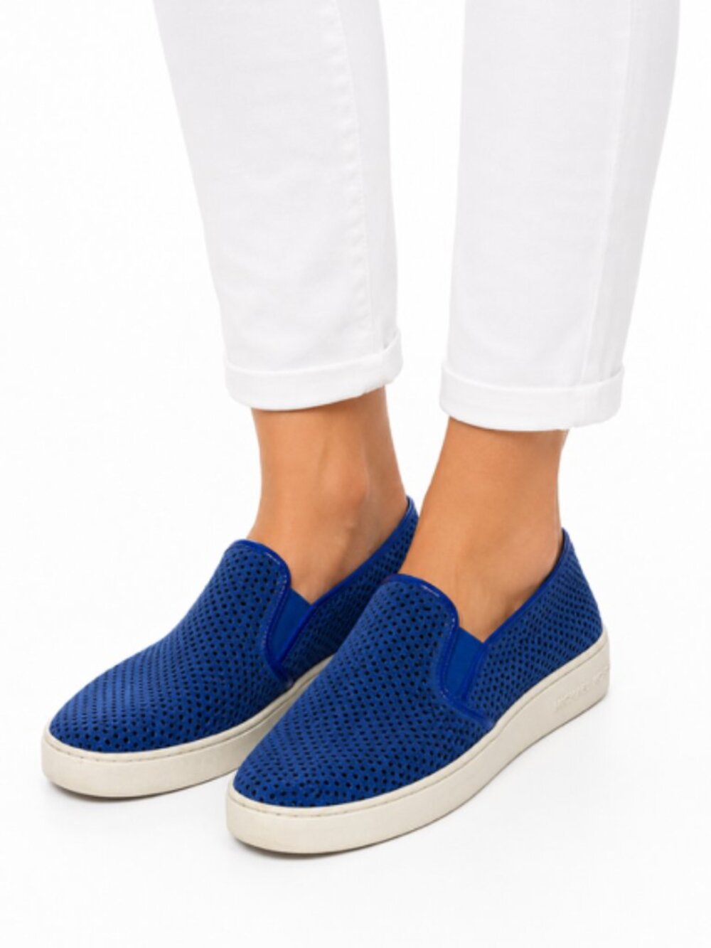 Michael Kors Keaton Blue Perforated Slip On Sneakers Women’s Size 8 Casual